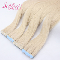 Extensions de cheveux à bandes adhésives injectées, double épaisseur, Remy, européennes, invisibles