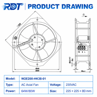 Ventilateur axial de refroidissement de châssis pour convertisseur de puissance W2E200-HK38-01 – Unité de remplacement pour système de ventilation industrielle et équipement d'assemblage