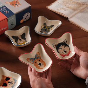 Assiette en <span class=keywords><strong>porcelaine</strong></span> émaillée mignonne, compatible micro-ondes, en forme <span class=keywords><strong>de</strong></span> chien <span class=keywords><strong>de</strong></span> dessin animé, pour friandises et assaisonnements pour chiens - Product Image 4