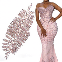WHD-098 Keering Nouveaux patchs de fleurs 3D en strass diamantés roses scintillants pour robes de mariée et de demoiselles d'honneur