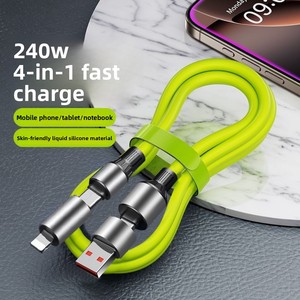 Cáp sạc nhanh 4 trong 1 120W <span class=keywords><strong>USB</strong></span> Type-C Micro <span class=keywords><strong>USB</strong></span> hợp kim kẽm silicon truyền dữ liệu 6A đa năng cho điện thoại di động máy tính xách tay sạc dự phòng - Product Image 2