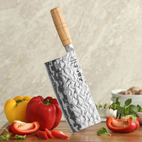 Couteau à légumes en acier Damas à 9 couches, lame martelée, couteau chinois avec manche ergonomique en bois d'olivier