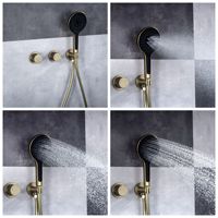 Robinet de douche encastré tout cuivre chaud et froid, finition or brossé, ensemble de douche simple pour salle de bain et hôtel, style nordique