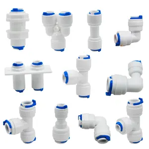 Reverse Osmosis Hose Connection Quick Coupling 1/4" 3/8" Stem L Straight Tee RO Water Aquarium Plastic Pipe Fitting