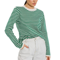 Automne fileté col rond tricoté femmes pull Style européen américain rayé tricoté pull dame pull