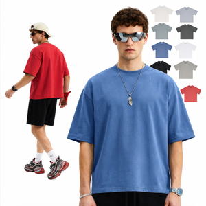 Camiseta básica de manga corta de algodón puro 230G de color sólido con cuello redondo para hombre, marca de moda americana, venta al por mayor. - Product Image 1