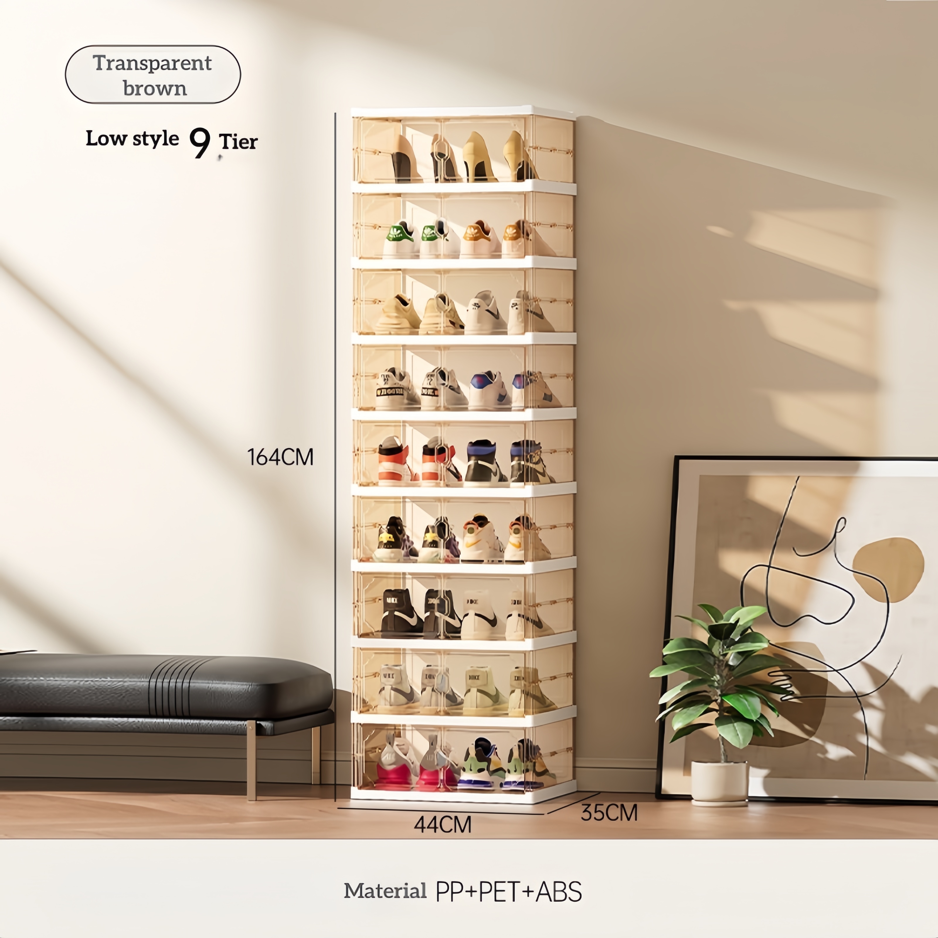 Double Row Low Profile 9-Tier (holds 18 pairs of shoes)