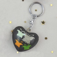 Vente en gros de haute qualité beau coeur sonore peint à la main avec porte-clés pour la décoration de cadeaux de coeur