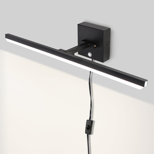 Applique murale LED moderne en alliage d'aluminium noir, luminaire rectangulaire pour salle de bain, indice de protection IP44, blanc chaud 3500K - Product Image 3