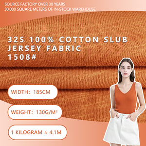 Tissu jersey en coton slub 32S, largeur 185 cm, 130 g/m², léger, respirant, doux, tombé fluide, pour camisole, robe, chemise de nuit, t-shirts à texture slub - Product Image 2