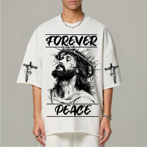 Heavyweight 350gsm Custom Oversized Drop Shoulder Mid Sleeves <b>Curling</b> Acid Wash Streetwear Printing Boxy T-Shirts for Men - Product Image 1