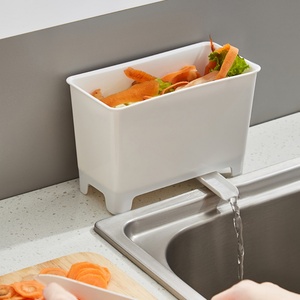 Cubo de Basura Colgante para Cocina con Tapa, Contenedor de Compost para Interiores, Cubo de Basura Montado en la Pared del Armario - Product Image 1