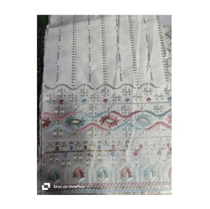 Meilleure qualité de luxe Malai Satin broderie soie/coton tissu pour vêtements traditionnels Salwar costumes mariage Collections de mariée - Product Image 6