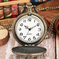NW1457 Montre de poche vintage en bronze avec collier, « Je peux tout faire dans le Seigneur qui me fortifie »