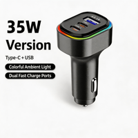 KC-12 Pengisi Daya Mobil Ekspansi Depan/Belakang Multi Port USB Tipe-C/7 Lampu Ambient RGB Warna-warni Pengisian Daya QC/Adaptor Daya Pengisian Daya PD