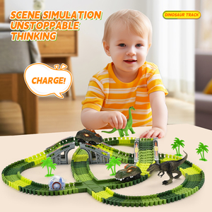 Ksf 233 Stukken Elektrische Dinosaurus Rail Auto Spoorbaan Jongen Dinosaurus Wereld Diy Block Track Game Set Dinosaurus Auto Kinderen Speelgoed - Product Image 3