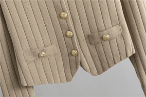 Conjunto de 3 piezas para mujer, suéter, otoño e invierno, chaleco de punto con cuello en V a la moda, cárdigan con botones, pantalones, conjunto de punto para ordenador - Product Image 6