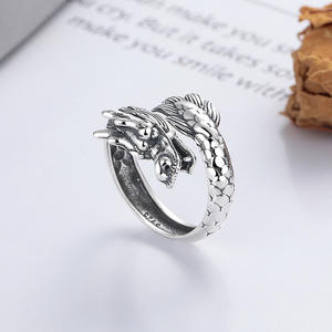 Bague ouverte en argent pur S925, motif ethnique, <span class=keywords><strong>animal</strong></span> porte-bonheur, zodiaque, <span class=keywords><strong>dragon</strong></span>, style chinois, zircon, anniversaire, usage quotidien - Product Image 2