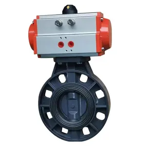Supply Plastic Industrial Butterfly Valve Pneumatic Actuator PVC Butterfly Valve PPH PVDF CPVC UPVC Pneumatic Butterfly Valve