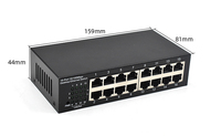 Mini Switch Ethernet de 16 Puertos 10/100Mbps Sin Administración, Carcasa Metálica, Plug and Play, Montaje en Pared o Escritorio, Hub de Red