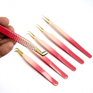 Pinzas para pestañas con punta de fibra, pinzas clásicas para pestañas de aislamiento, pinzas para extensiones de pestañas con volumen de 45 90 grados, herramienta para pestañas con volumen Mega - Product Image 1