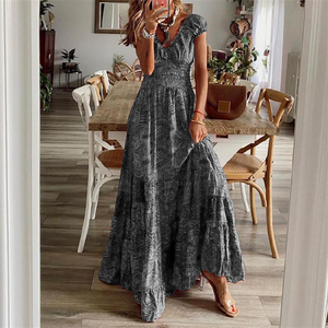 2025 nuovo stile da donna abito Casual lungo fino alla vita con stampa floreale bohémien con orlo ampio - Product Image 2