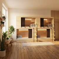 Lits superposés modernes en bois, lits superposés doubles, cabines de couchage pleine grandeur, lits d'hôtel pour ensembles de mobilier hôtelier, cabine de couchage, lit capsule