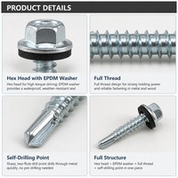 Vis autoperceuses à tête hexagonale M4.8 M5.5 M6.3 en acier au carbone zingué, vis Tek pour toitures métalliques et tôles