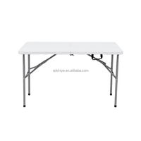 Bureau de bureau sans assemblage, table pliante portable en plastique de 6 pieds, table pliante robuste avec poignée de transport, longue table de formation