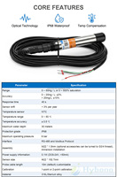 Sonde optique de mesure de l'oxygène dissous (OD) pour l'aquaculture marine, corps en titane anti-corrosion IP68, avec plage de température
