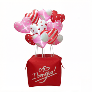 Boîte cadeau gonflable <span class=keywords><strong>de</strong></span> 7 pieds <span class=keywords><strong>de</strong></span> haut pour la Saint-Valentin avec des cœurs colorés, inscription « Je t'aime », éclairage LED, gonflable pour extérieur, jardin - Product Image 5
