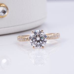 Bague de fiançailles en moissanite personnalisée en or 14 carats MSR-1369 - Product Image 1