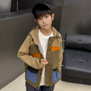 Nouvelle Veste Polaire à Capuche Color-Block <span class=keywords><strong>Automne</strong></span>/Hiver 2025 pour Adolescents et Enfants Plus Âgés – Manteau Trench Zippé Mi-Long Style Extérieur pour Garçons - Product Image 1