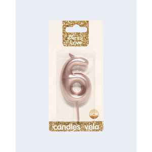Party <b>Love</b> <b>Candles</b> Number 6 Rose Gold 6cm Birthday <b>Candle</b> - Product Image 2