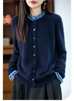 Maßgeschneiderter Winter-Casual-Kaschmir-Cardigan für Damen, lockerer Knopf-Mantel im Joker-Stil, Strickoberteil mit Holzohren-Design