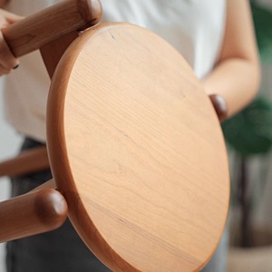 Solid Wood Cherry Wood Stackable Round <b>Stool</b> Nordic Minimalist Style Home Use Dressing <b>Stool</b> - Product Image 4