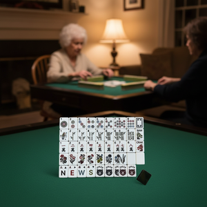 Jeu de Mahjong moderne en chêne et acrylique de la marque américaine Row Co Line Oh My Mahjong, pliable, avec tuiles aux couleurs Rich Bark Brown, Moss et Forest Green - Product Image 6