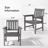 Chaise de jardin d'extérieur gris toute saison, chaise de salle à manger de patio à dossier incurvé pour jardin et terrasse