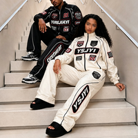Ensemble de survêtement YYSY personnalisé en nylon, léger, streetwear, broderie, patchwork, coupe ample, veste et pantalon vintage pour homme