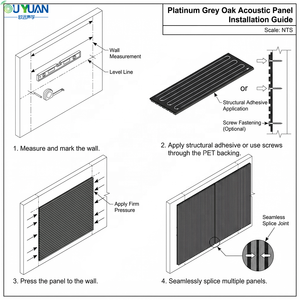 Panneaux acoustiques modernes en PVC gris <span class=keywords><strong>platine</strong></span> à une face, imitation chêne, avec NRC 0.8, imperméables, écologiques, ignifuges, pour l'école et les studios - Product Image 6