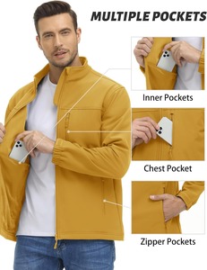 Vente en gros OEM Veste softshell matelassée légère et élégante pour hommes, imperméable, col montant, vêtements d'extérieur ergonomiques - Product Image 4