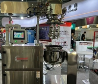 Homogénéisateur sous vide 100L, machine d'émulsification, levage hydraulique, écran tactile PLC pour la fabrication de crèmes, lotions et cosmétiques