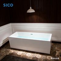 Baignoire carrée moderne autoportante en acrylique pour intérieur/extérieur, baignoire d'angle avec certification CUPC pour hôtels