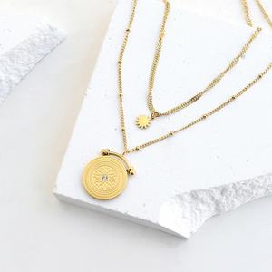 Collares de Moda Coreanos al por Mayor, Collares de Joyería Fina con Textura Metálica Personalizados, Collares con Colgante de Acero Inoxidable para Mujer - Product Image 4