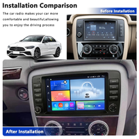 Meihua Cadre de tableau de bord de voiture portable de 9 pouces pour Mercedes Benz DVD MP3 Écran partagé Stéréo Radio Fascia Kit Android avec faisceau