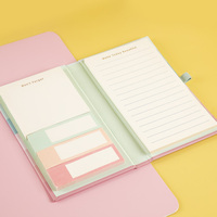 Cuaderno de Tapa Dura A5 B6 en Tonos Pastel, Bloc de Notas Adhesivas, Libro Combinado Multifuncional con Bolígrafo para Tomar Notas en Cualquier Momento