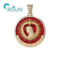 Collier avec pendentif médaille de Jésus, visage saint, cœur sacré de Jésus, chapelet, médaille de Jésus personnalisée, chrétien, christianisme, religieux