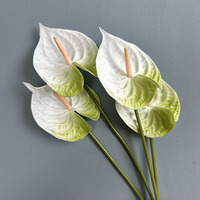 Nouvelles idées de produits : Plantes artificielles en PU, Anthurium à toucher réel, branche unique, fleurs artificielles en vrac pour mariage et décoration intérieure