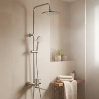 Ensemble de robinets de bain et de douche encastrés au mur, finition chromée moderne, en acier inoxydable, robinets chaud/froid, 2 fonctions, système de douche spa à effet pluie