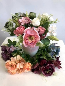 Arreglos Ramo de novia de seda Rosas Rojas Bolas de flores Decoraciones DE BODA Flores artificiales para centros de mesa - Product Image 5